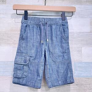 BabyGAP Chambray Drawstring Cargo Shorts Blue 100% Cotton Casual GAP Boys 5 5Y